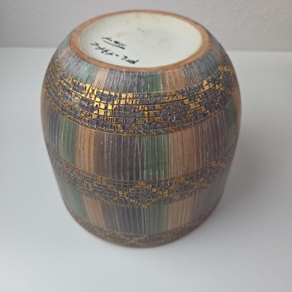 VTG Bitossi Seta Italian Ceramic Planter Pot Earthy Hues 5.75" Tall x 6.5" Wide - Picture 15 of 16